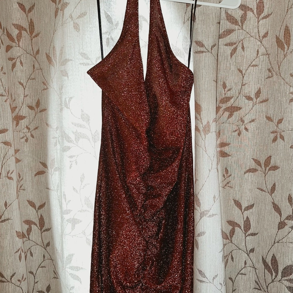 H&M Sparkling Backless Dress - Deep Red